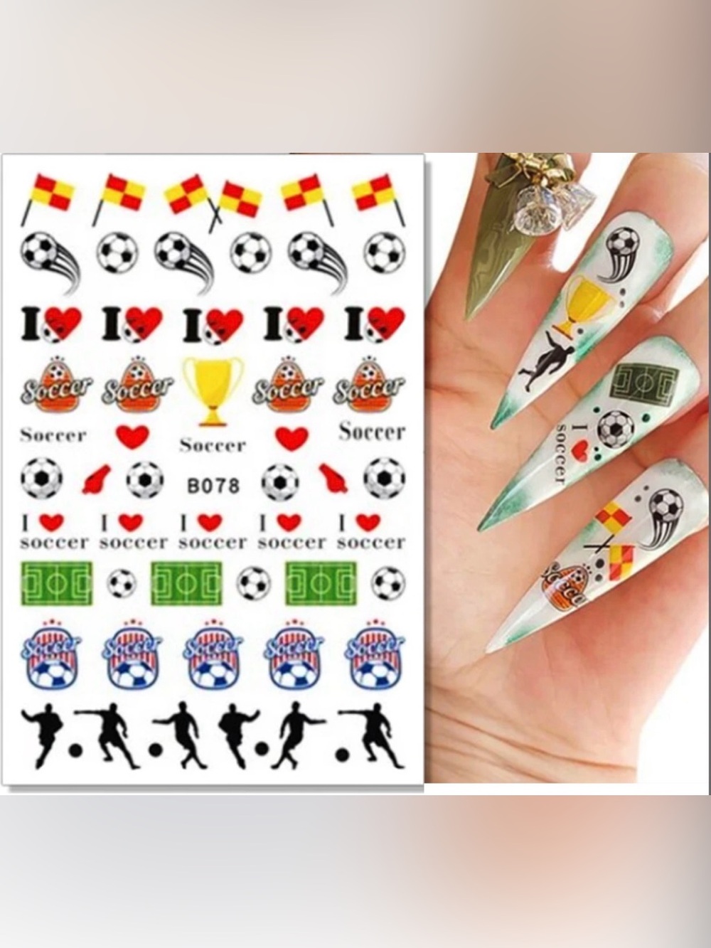 $1 Soccer Nail Art Sticker Sheet $1 WITH ANY $10 ORDER OR MORE
